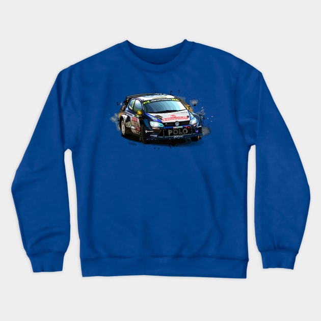 Johan Kristofferson's Rallycross car - Illustration Crewneck Sweatshirt by Mario Ramos Rally Art